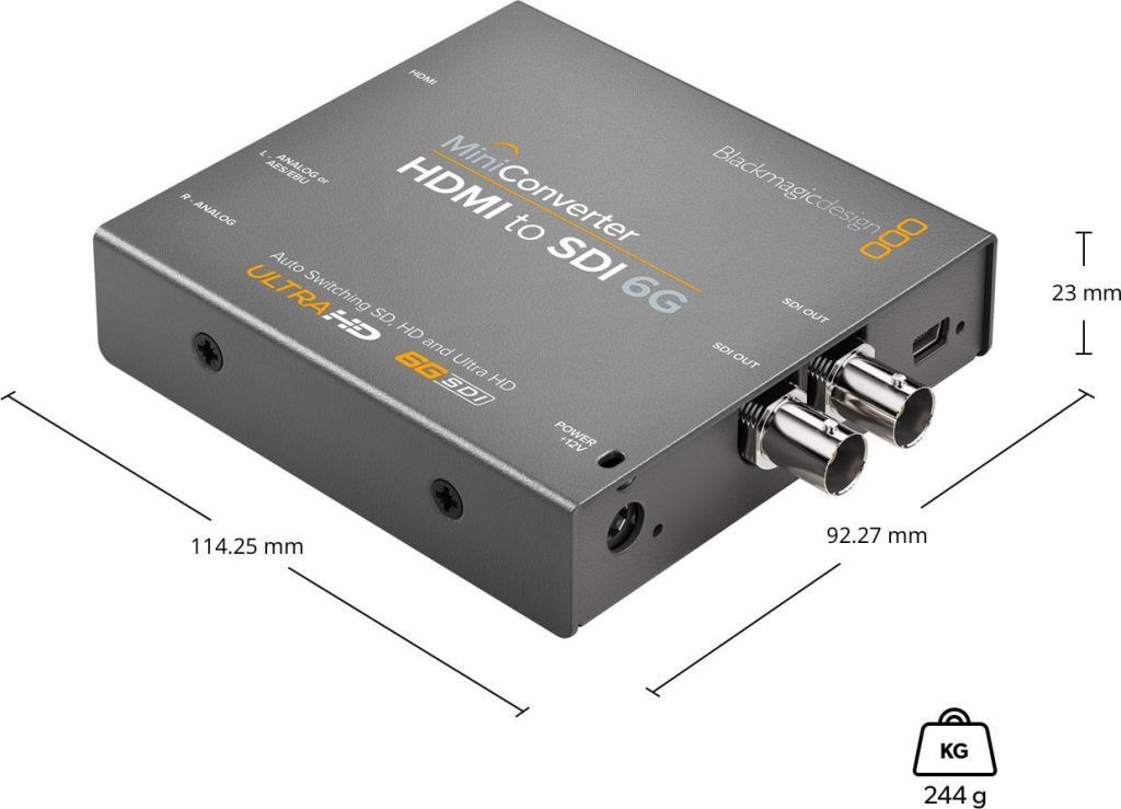 Mini Converter HDMI to SDI 6G Dimensions