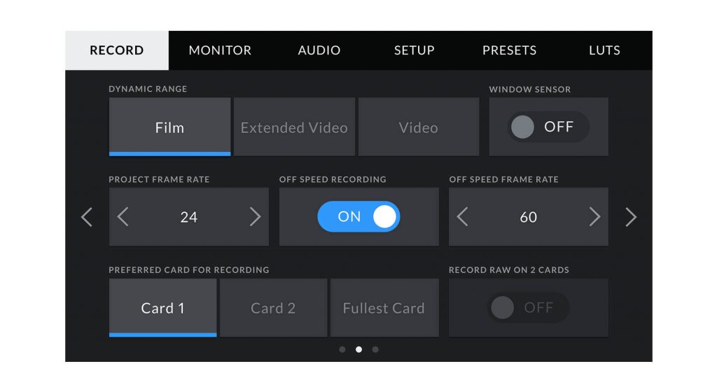 URSA Mini new heads up display